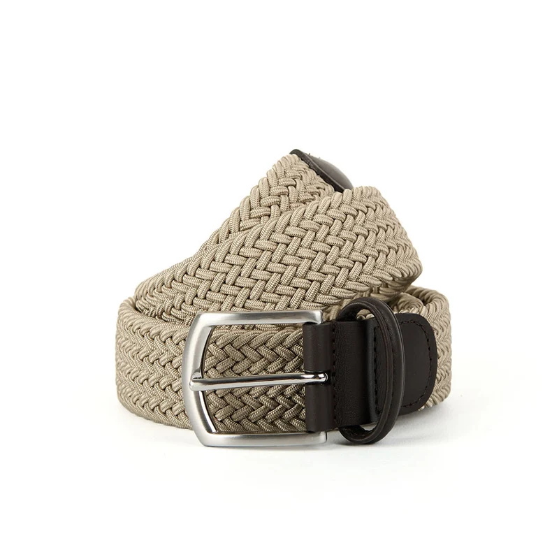 BEIGE WOVEN STRETCH BELT