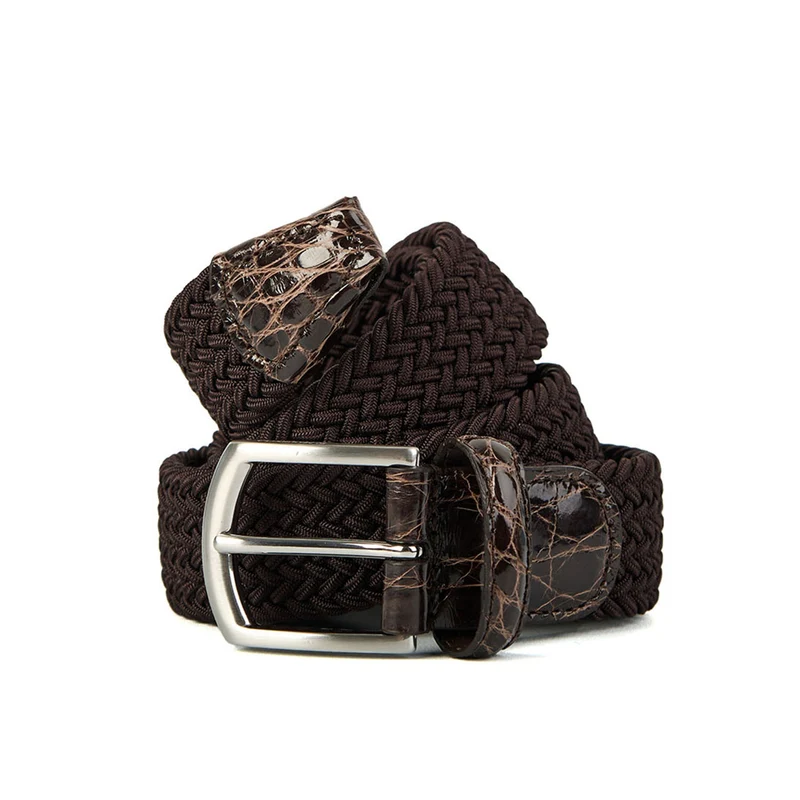 DARK BROWN WOVEN STRETCH BELT