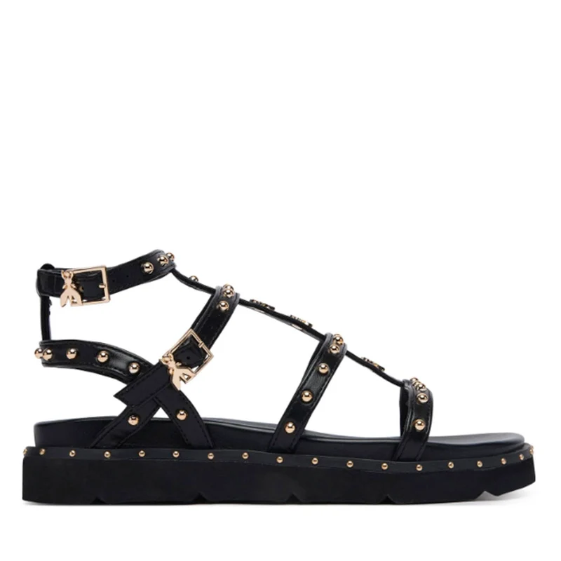 Sandali Donna PATRIZIA PEPE Girl linea Fly Micro Alto in Eco Nappa Nera con Borchie