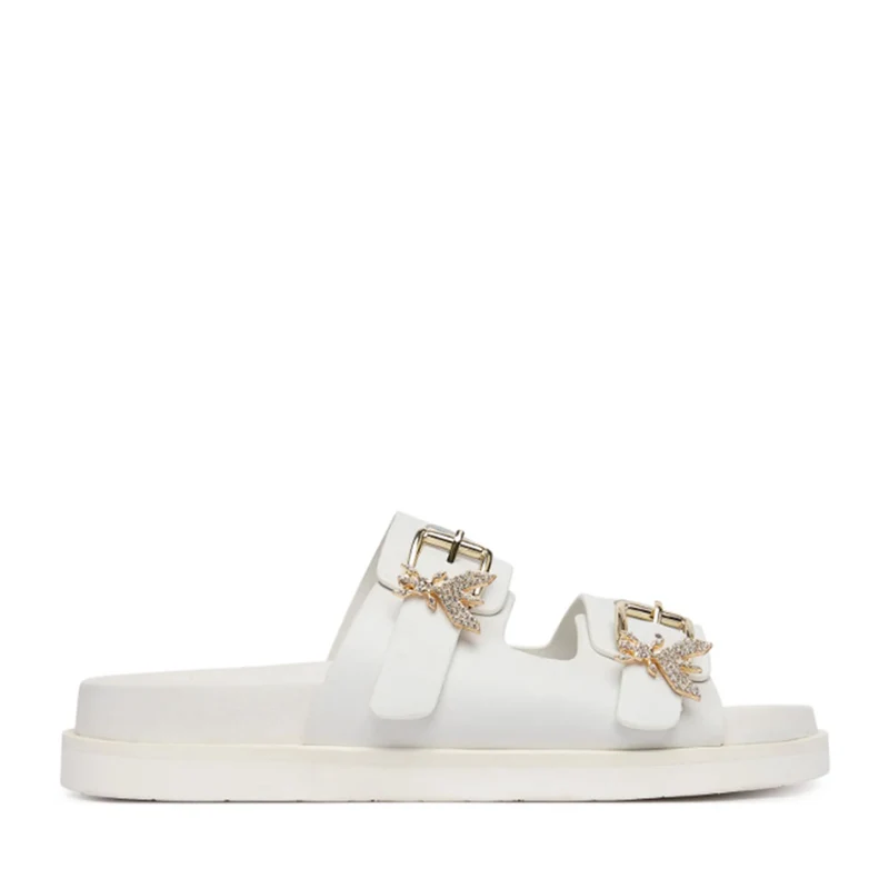 Ciabatte Doppia Fascia PATRIZIA PEPE Girl linea Fly Birkilux in Pelle Bianca