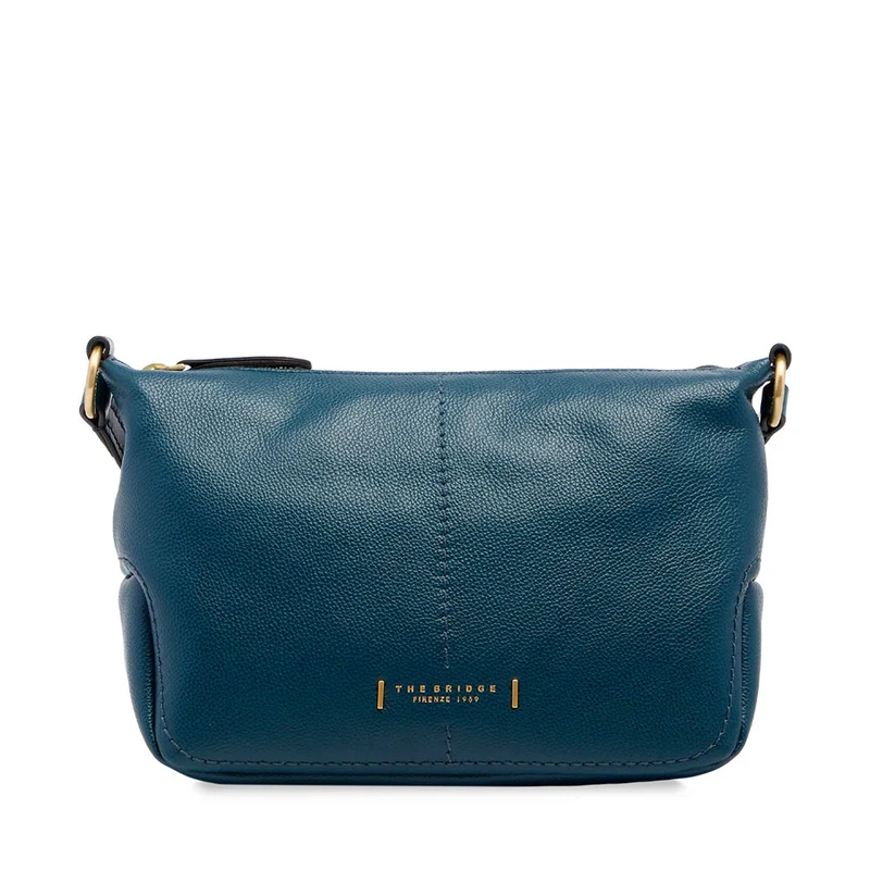 Borsa Donna a Tracolla THE BRIDGE linea Letizia in Pelle Blu Pavone