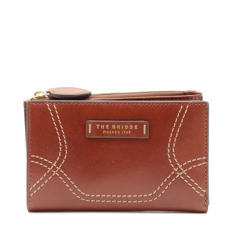 Portafoglio Donna con Bottone THE BRIDGE linea Giorgia in Pelle Marrone