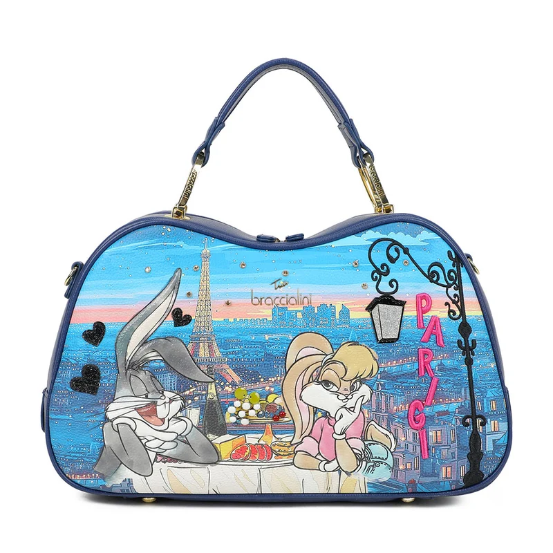 Bauletto Donna a Mano BRACCIALINI linea Cartoline Looney Tunes stampa Parigi