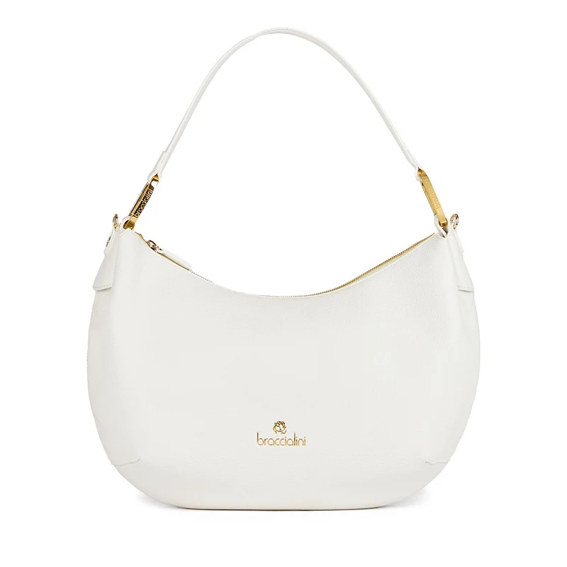 Borsa Donna Mezzaluna a Spalla Large BRACCIALINI linea Beth Bianco