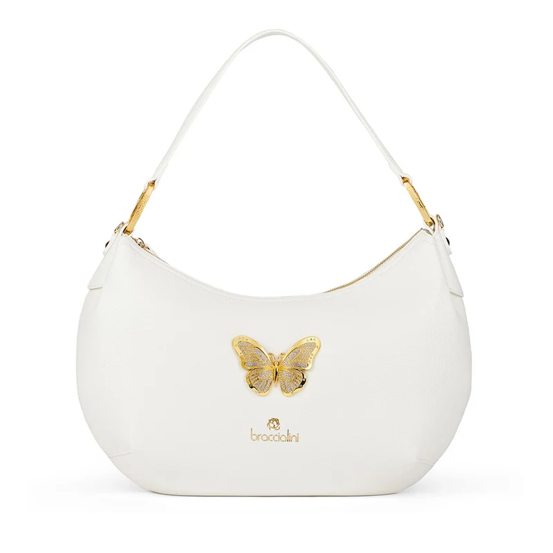 Borsa Donna Mezzaluna a Spalla BRACCIALINI linea Beth Jewels Bianco