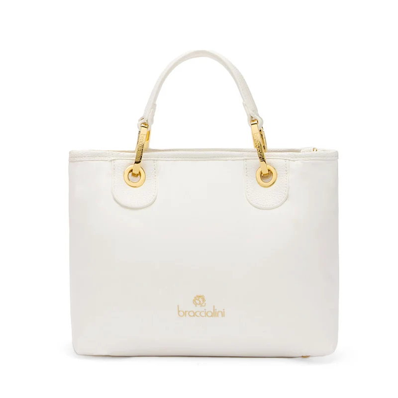 Borsa Donna a Mano Media BRACCIALINI linea Beth Puffy in Nylon Bianco