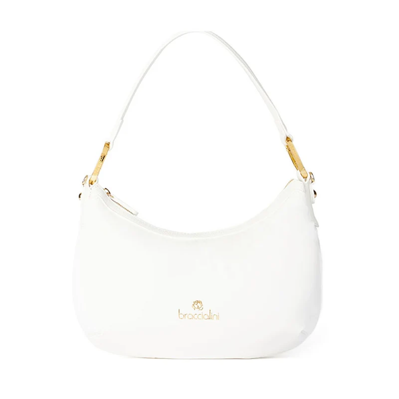Borsa Donna a Spalla Media BRACCIALINI linea Beth Puffy in Nylon Bianco