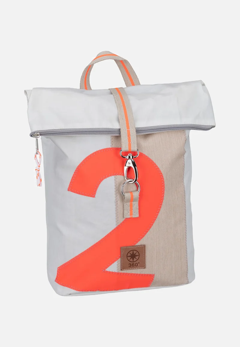 Möwe Mini Weiss/Sand/Zahl Orange - Rolltop Backpack
