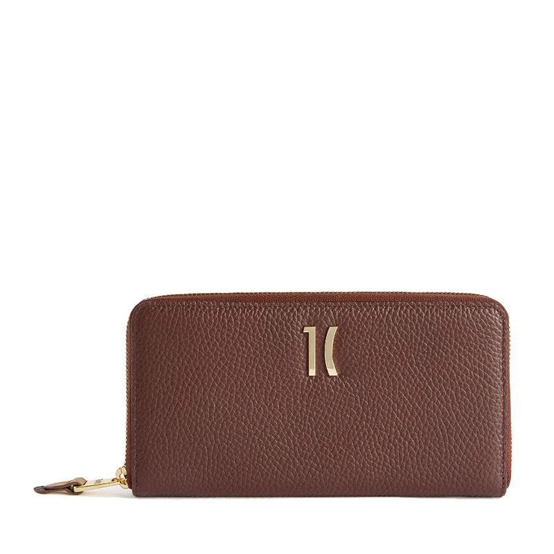 Portafoglio Donna Zip Around 1A Classe Alviero Martini linea Castle Leather in Pelle Mogano PP09