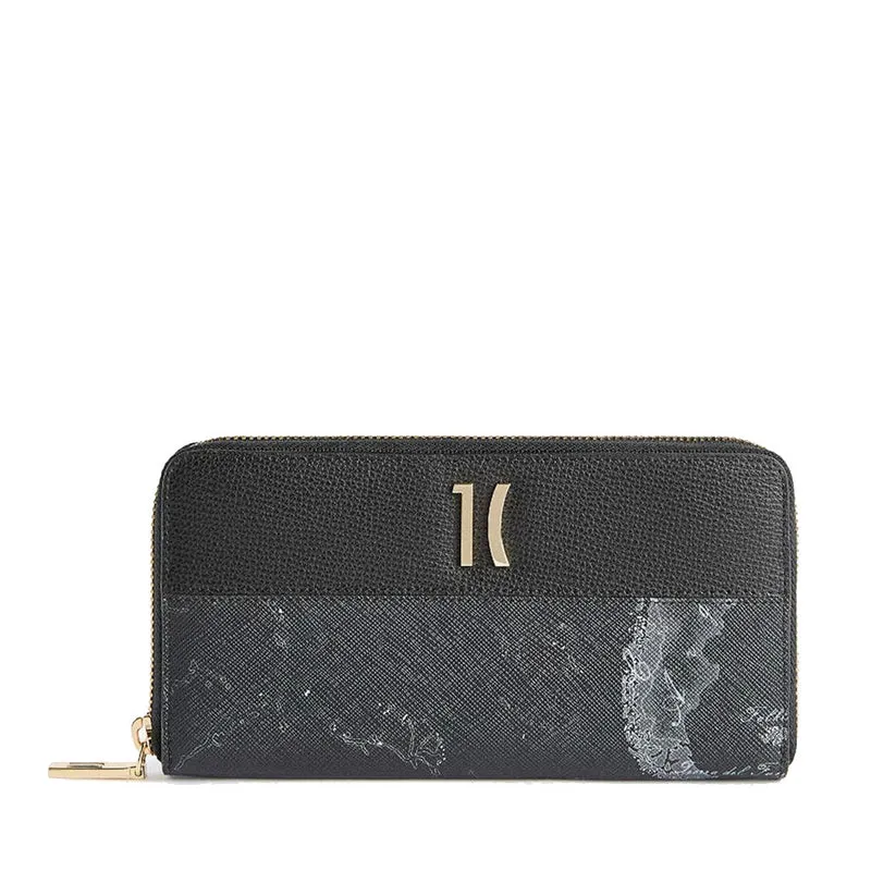 Portafoglio Donna Zip Around 1A Classe Alviero Martini linea Folk Geo Night Nero PO97