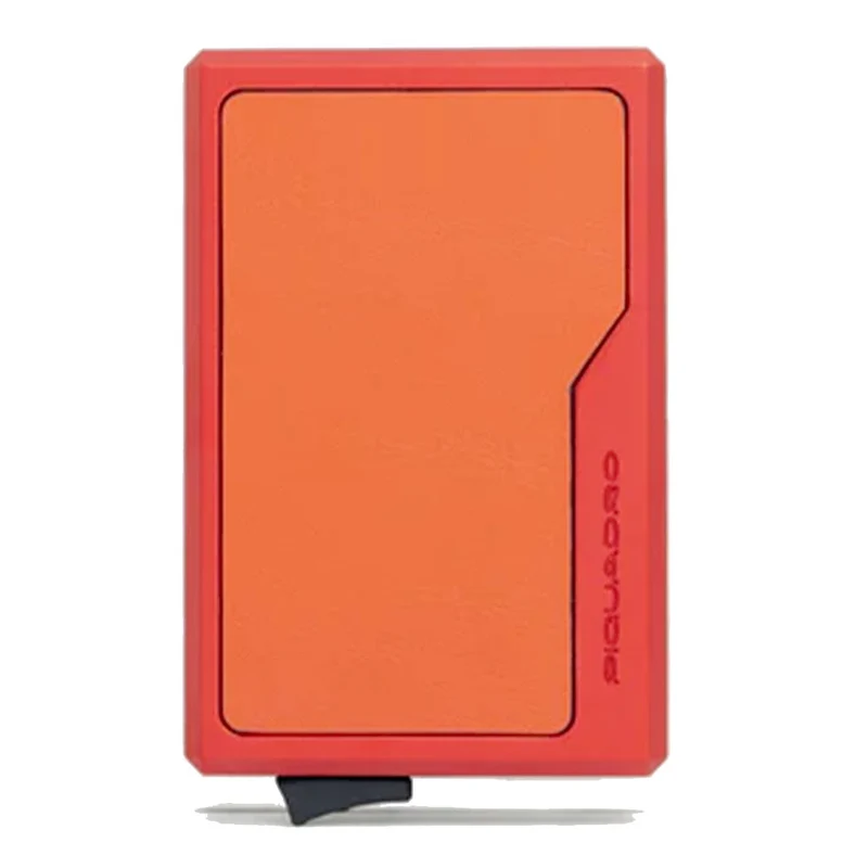 Portacarte PIQUADRO MagSafe in Alluminio e Pelle con RFID Colore Arancio - PP7072S145R
