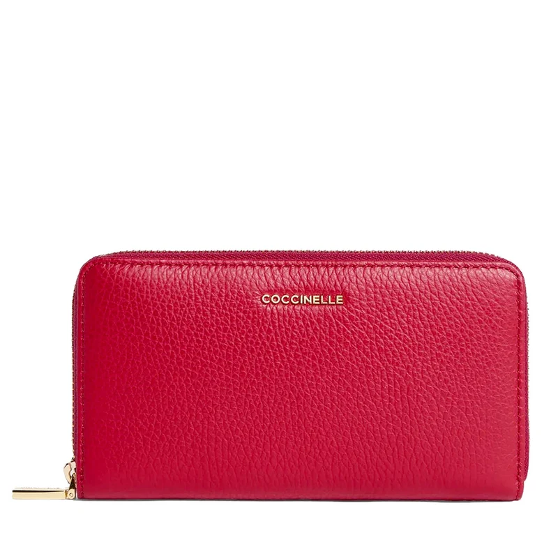 Portafoglio Donna COCCINELLE Zip Around in Pelle Scarlet Linea Metallic Soft
