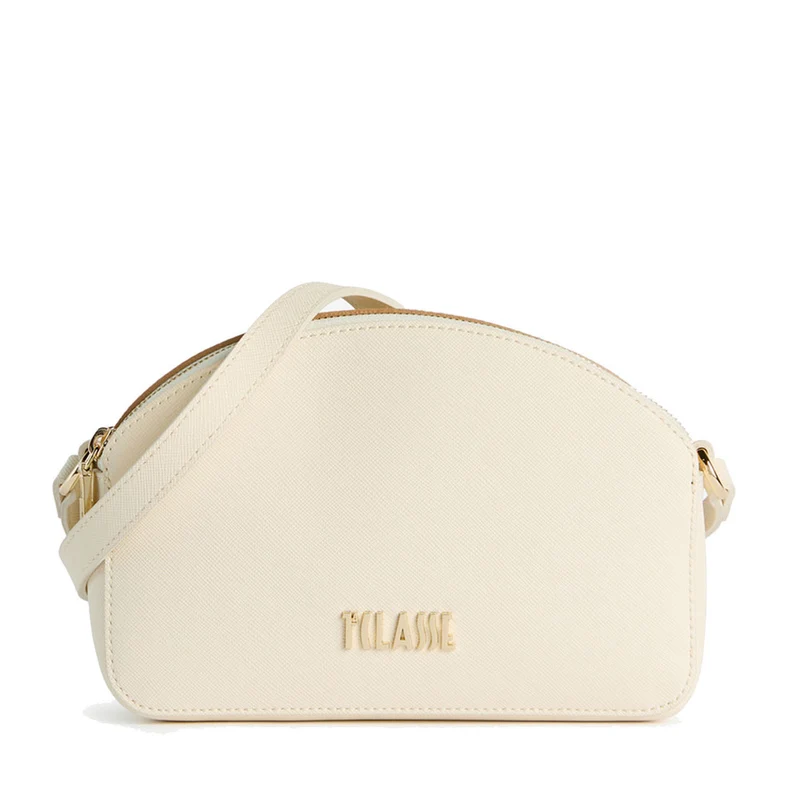 Borsa Doppia Zip a Tracolla 1A Classe Alviero Martini linea Aura Bag stampa Saffiano Avorio LF04