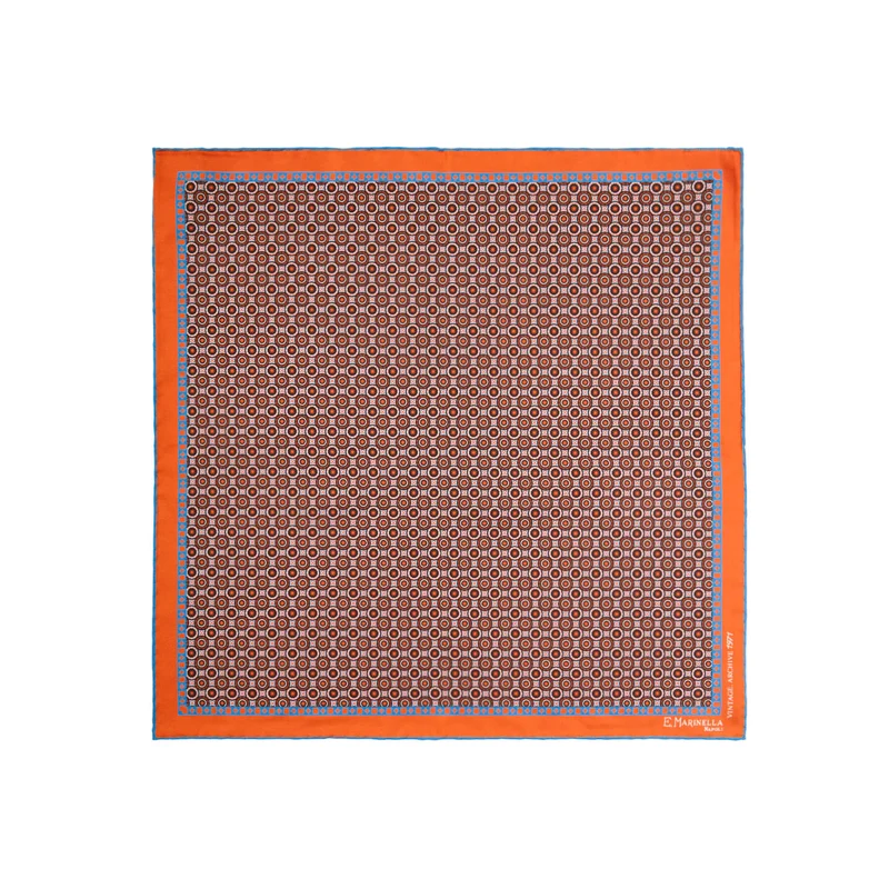 ORANGE PRINTED SILK POCKET SQUARE