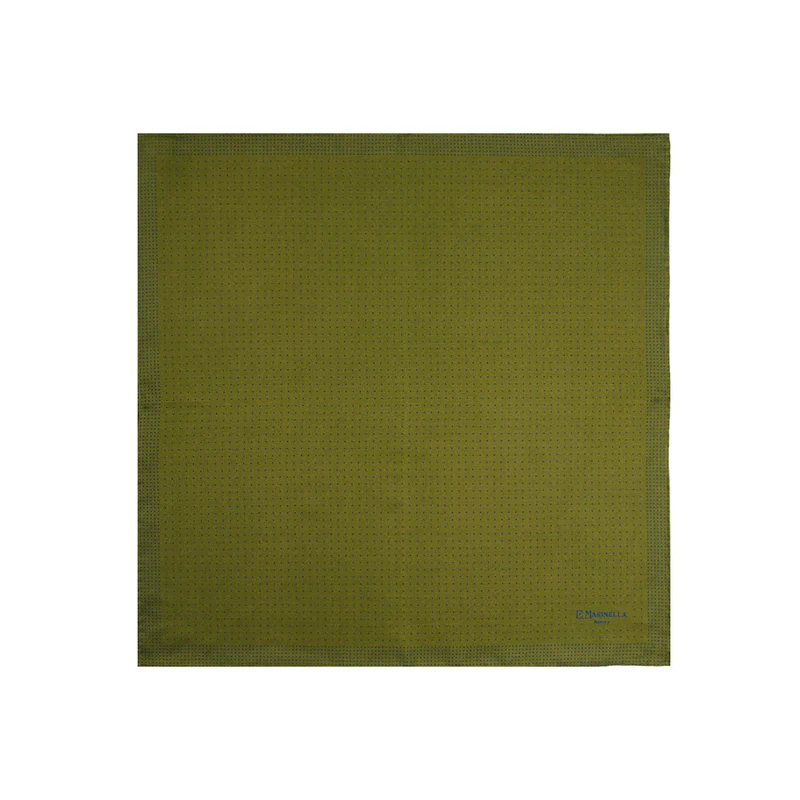OLIVE GREEN PRINTED SILK POCKET SQUARE
