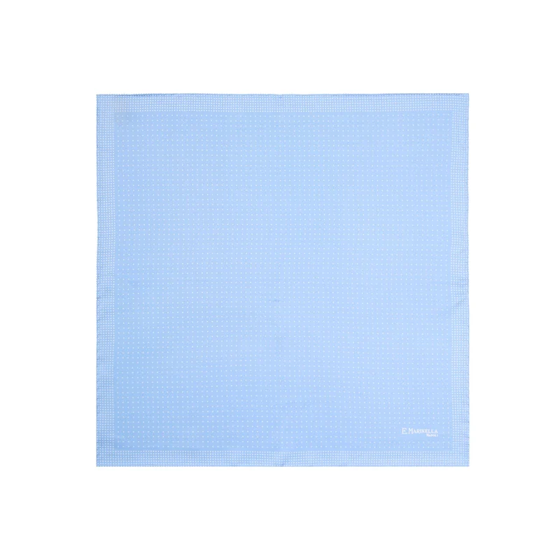 LIGHT BLUE HAND-PRINTED SILK POCKET SQUARE