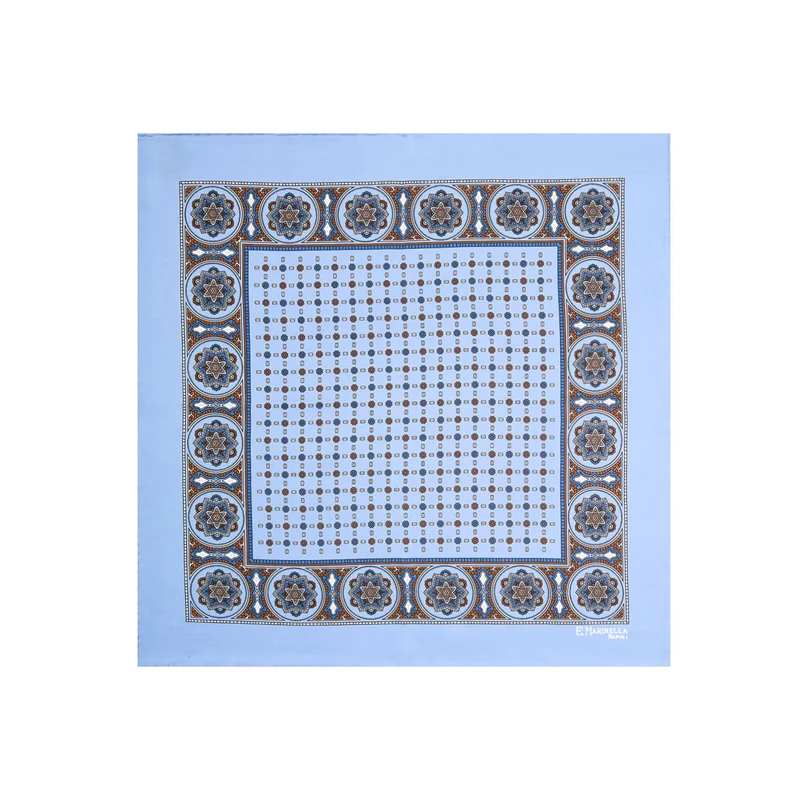 LIGHT BLUE PRINTED SILK POCKET SQUARE