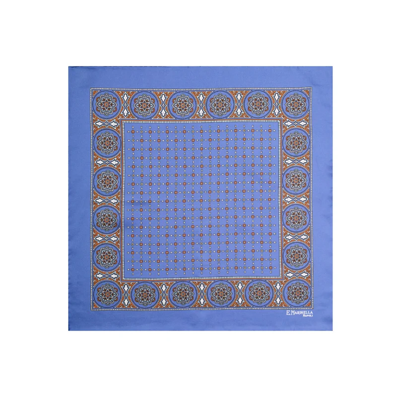 POWDER BLUE PRINTED SILK POCKET SQUARE