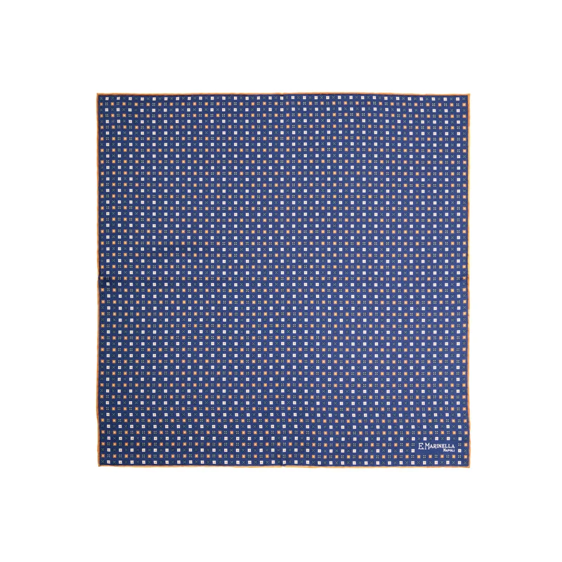 BLUE PRINTED SILK POCKET SQUARE