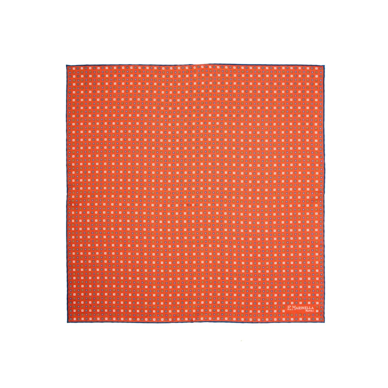 ORANGE PRINTED SILK POCKET SQUARE