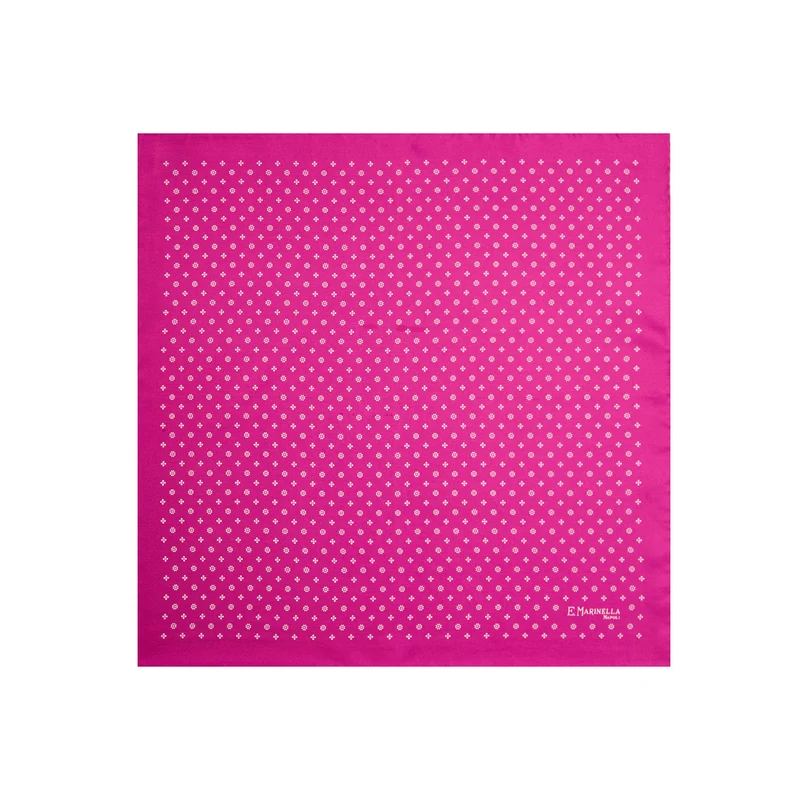 FUCHSIA PRINTED SILK POCKET SQUARE