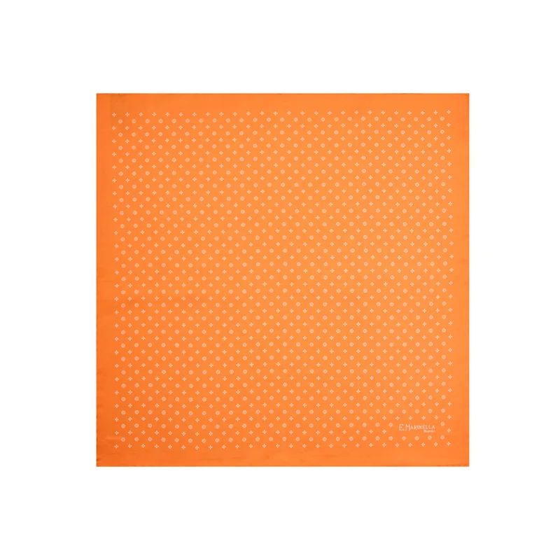 ORANGE PRINTED SILK POCKET SQUARE