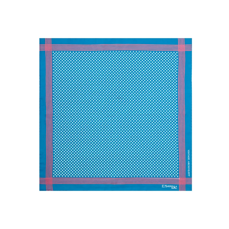 MID BLUE PRINTED SILK POCKET SQUARE