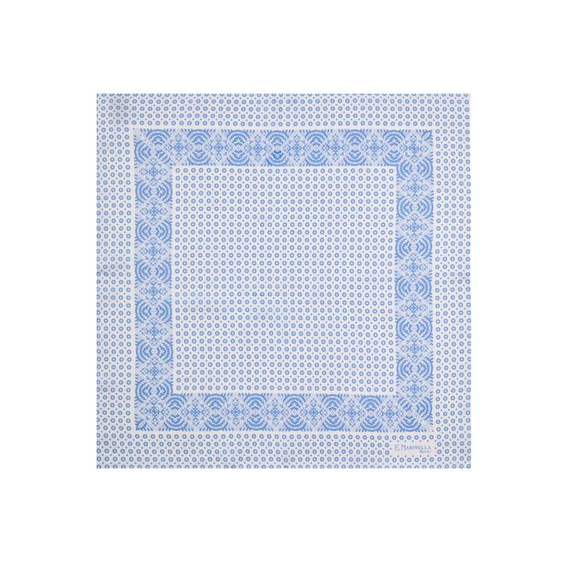 WHITE PRINTED SILK POCKET SQUARE