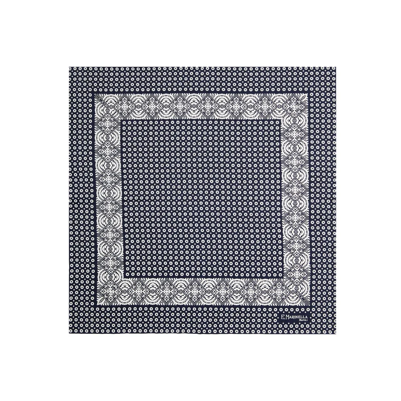 DARK BLUE PRINTED SILK POCKET SQUARE