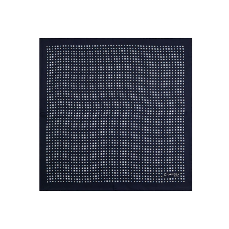 DARK BLUE PRINTED SILK POCKET SQUARE