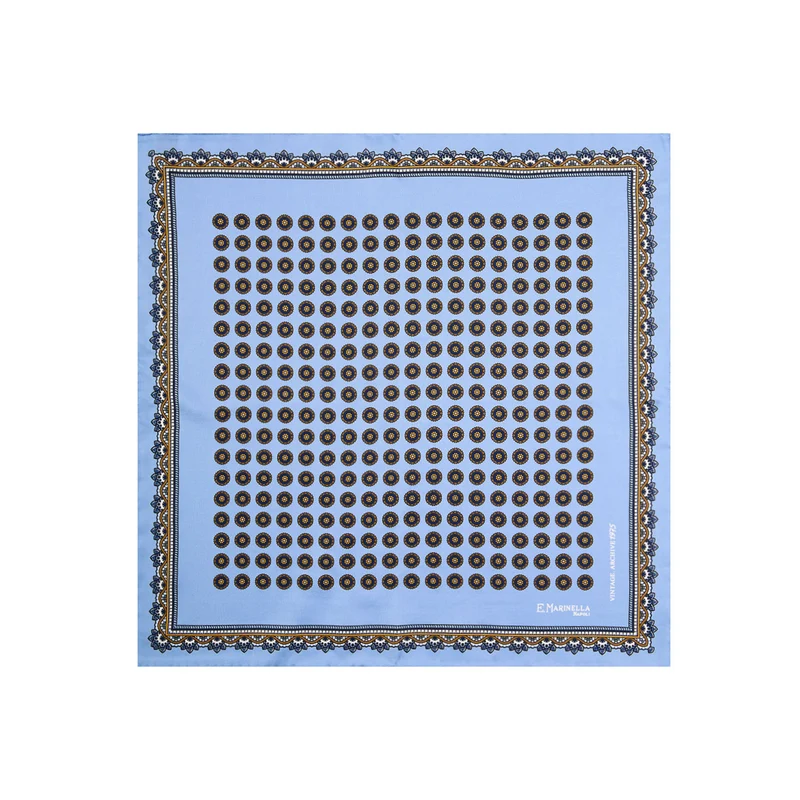 LIGHT BLUE PRINTED SILK POCKET SQUARE