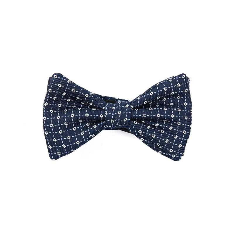 DARK BLUE PRE-KNOTTED PRINTED SILK BOW TIE