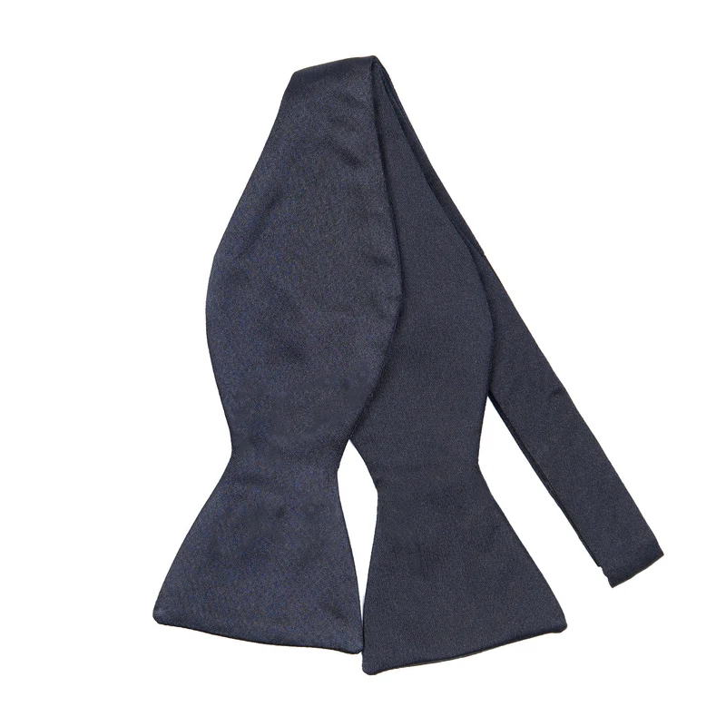 DARK BLUE SELF-TIE SILK SATIN BOW TIE