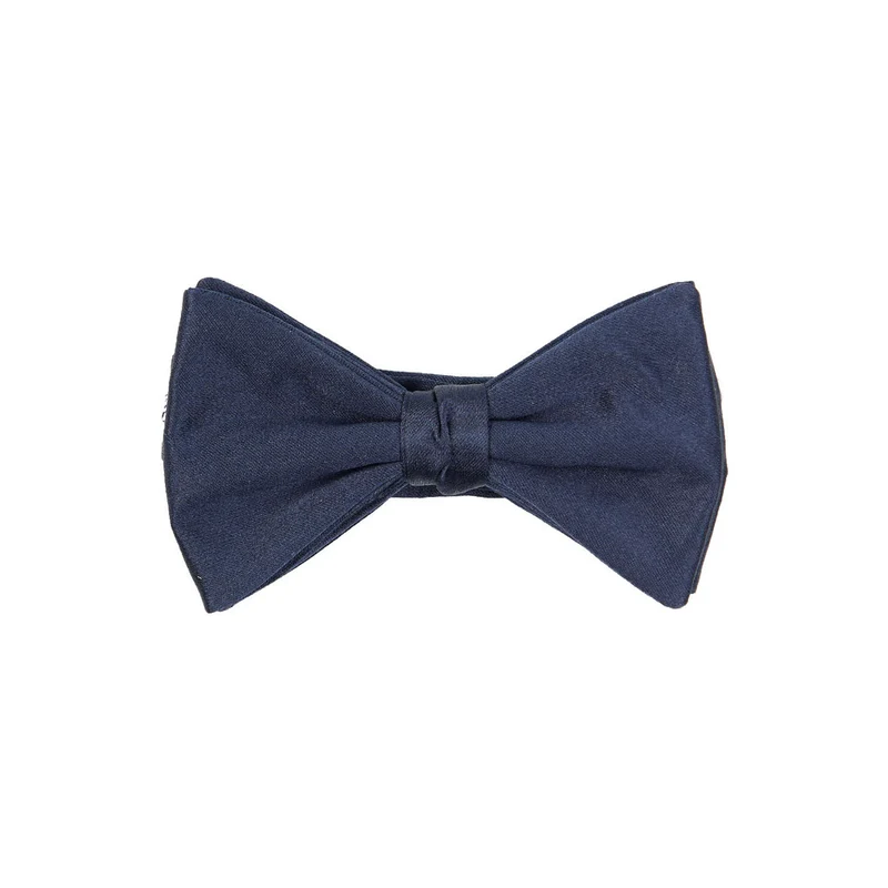 DARK BLUE PRE-KNOTTED SILK SATIN BOW TIE