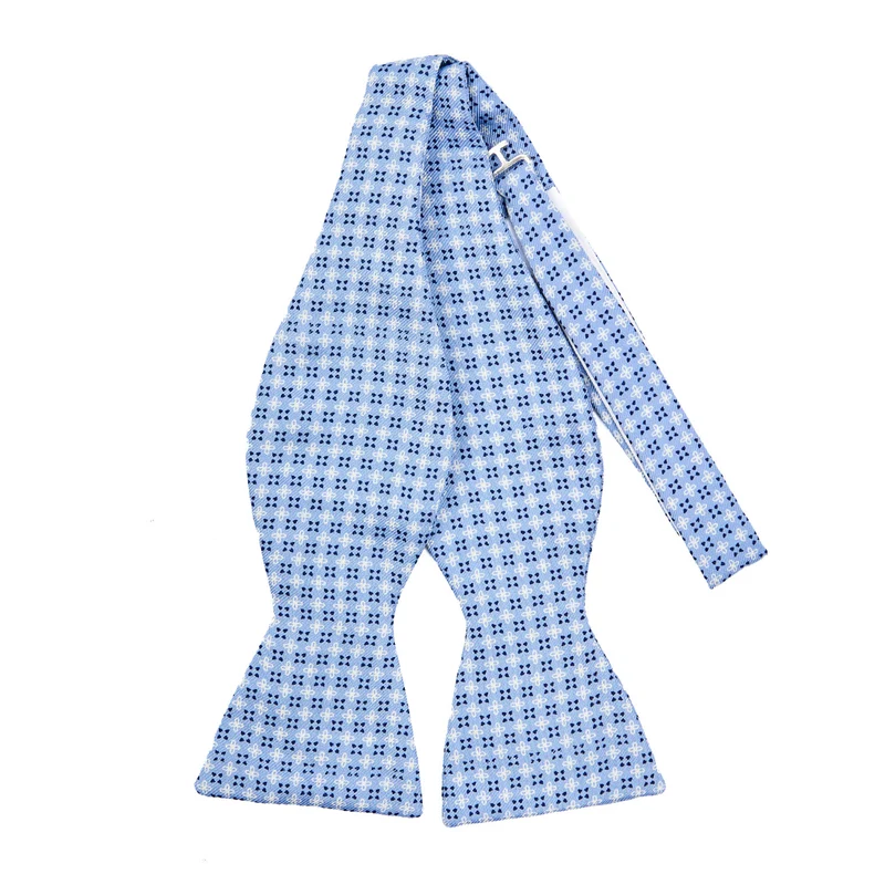LIGHT BLUE SELF-TIE PRINTED SILK BOWTIE