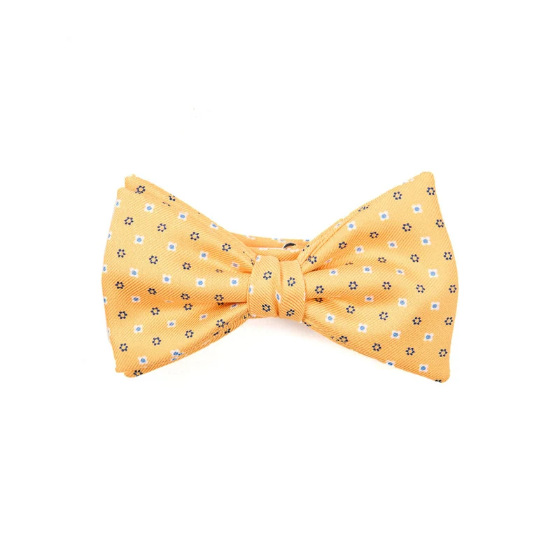 YELLOW PRE-KNOTTED PRINTED SILK BOWTIE