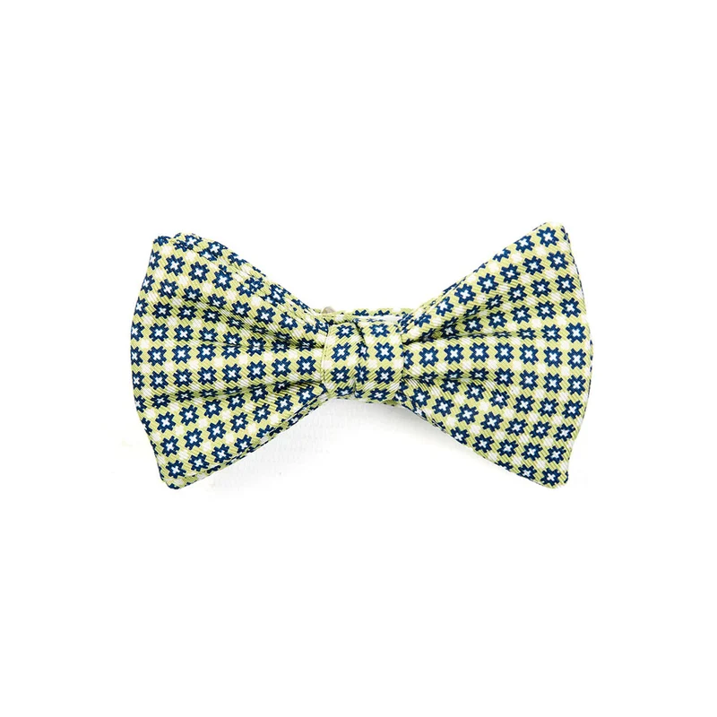 LIGHT GREEN PRE-KNOTTED PRINTED SILK BOW TIE