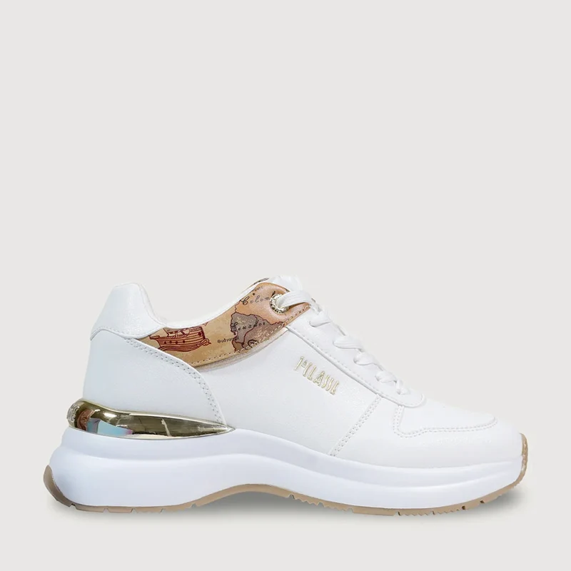 Sneakers Running 1A Classe Alviero Martini in Econappa Bianca con Inserto Geo Classic 2433