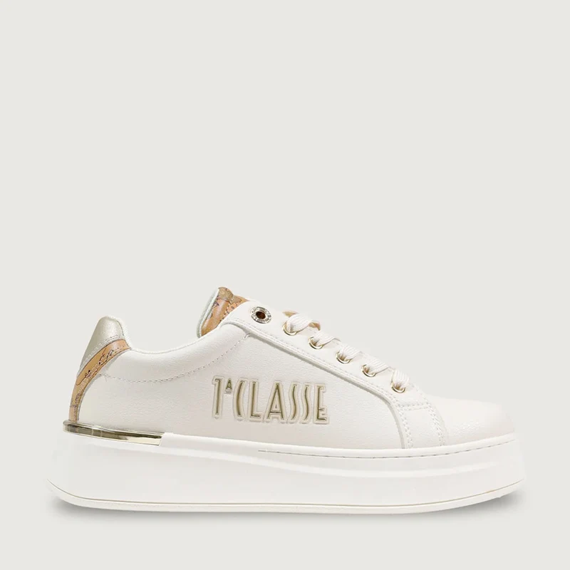 Sneakers Platform 1A Classe Alviero Martini Bianco Sporco con Inserto Geo Beige 2420