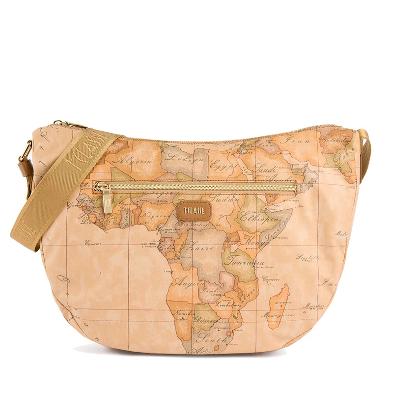 Borsa Donna Mezzaluna Grande 1A Classe Alviero Martini linea Soft Petals in Tessuto Soft Geo Classic e Cuoio LE54