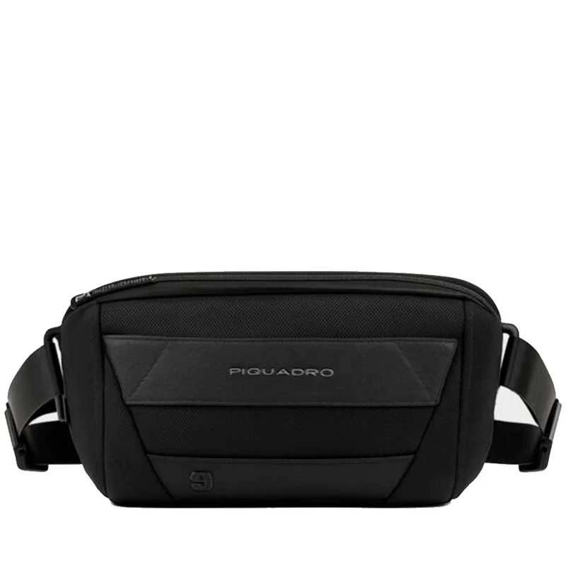 Marsupio Uomo PIQUADRO in Tessuto e Pelle Colore Nero Linea Trakai - CA5529W109