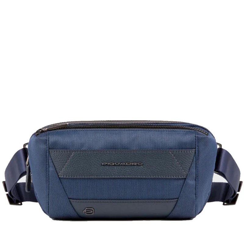 Marsupio Uomo PIQUADRO in Tessuto e Pelle Blu Linea Trakai - CA5529W109