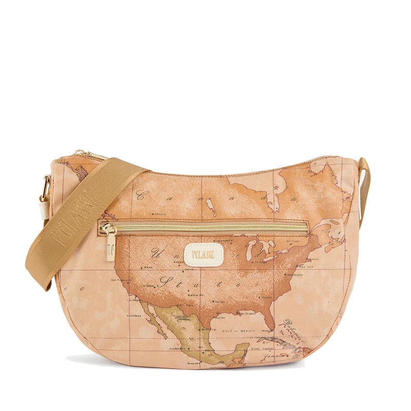 Borsa Donna Mezzaluna Media 1A Classe Alviero Martini linea Soft Petals in Tessuto Soft Geo Classic e Avorio LE55