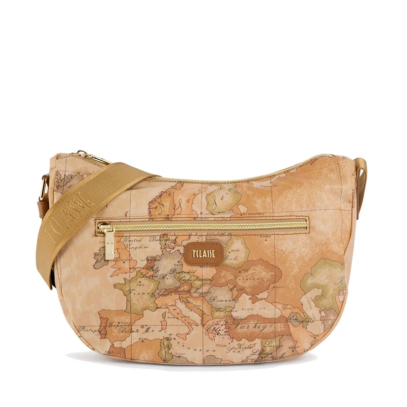 Borsa Donna Mezzaluna Media 1A Classe Alviero Martini linea Soft Petals in Tessuto Soft Geo Classic e Cuoio LE55