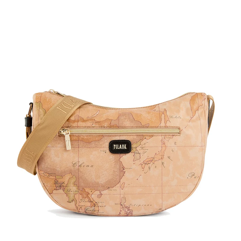 Borsa Donna Mezzaluna Media 1A Classe Alviero Martini linea Soft Petals in Tessuto Soft Geo Classic e Nero LE55
