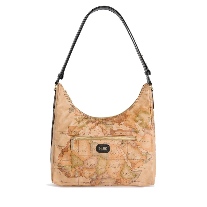 Borsa Donna Sottospalla 1A Classe Alviero Martini linea Soft Petals in Tessuto Soft Geo Classic e Nero LE58