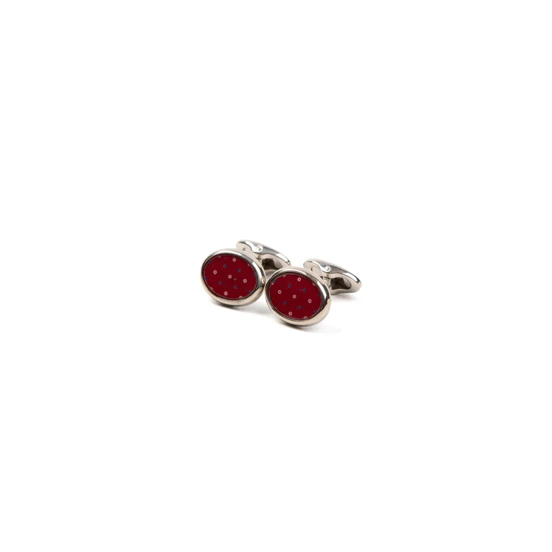 BURGUNDY SILVER CUFFLINKS