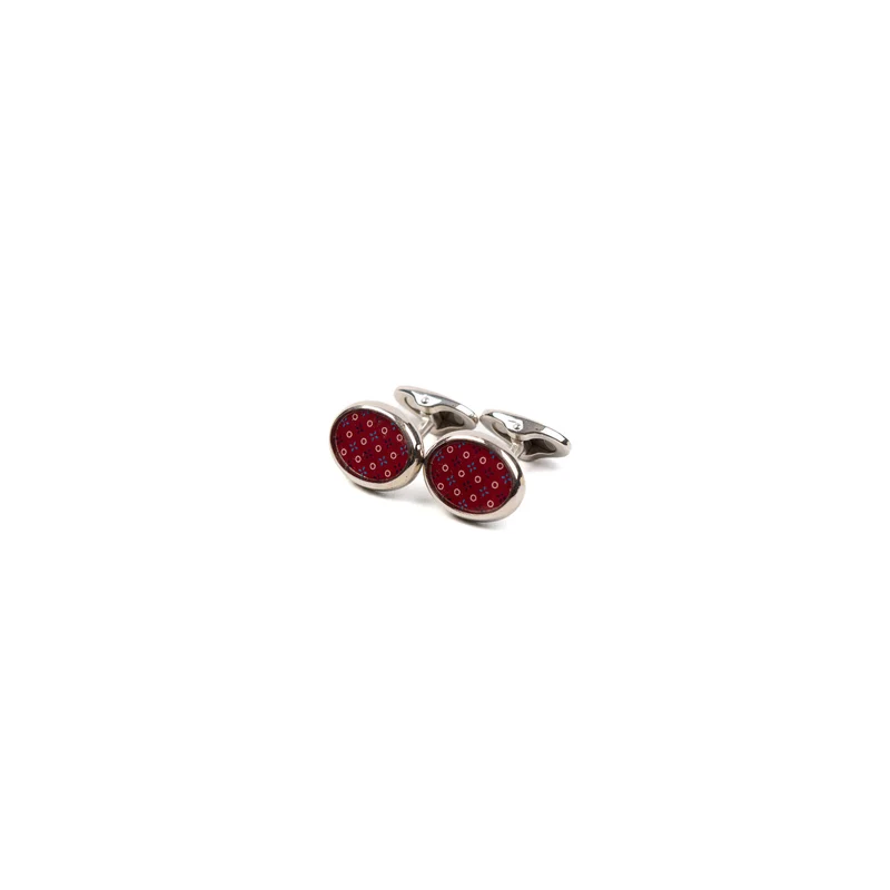 BURGUNDY SILVER CUFFLINKS