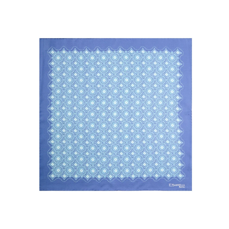 POWDER BLUE PRINTED SILK POCKET SQUARE
