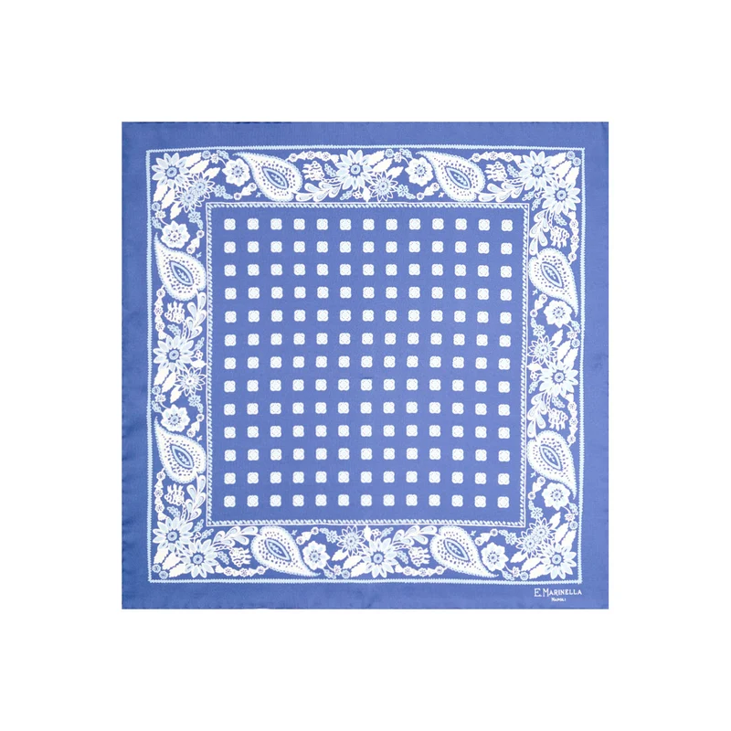POWDER BLUE PRINTED SILK POCKET SQUARE